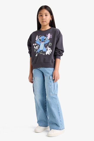 Defacto Kız Çocuk Disney Lilo & Stitch Relax Fit Bisiklet Yaka Sweatshirt F3410a825auar31 Antrasit