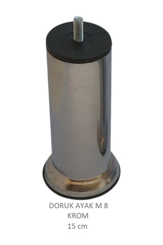 Doruk Ayak, Cıvatalı Baza Koltuk Dolap Ayağı, Metal, Krom, M8, 15 Cm Krom