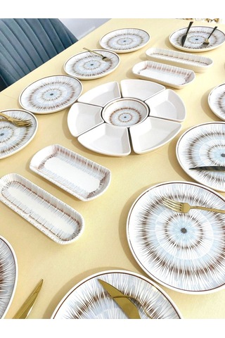 Blue Eyes 8 Kişilik 19 Parça Kahvaltı Takımı Kahve Mavi