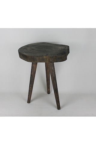Doğal Ahşap Sehpa 32x45 Cm Ahşap Ayaklı Renk Siyah