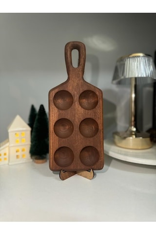 Hbs Art Design Ahşap 6 Lı Yumurtalık Saplı %100 Kayın Ağacı Koyu Renk
