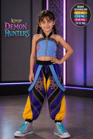 Toyfest Kpop Demon Hunters Zoey İblis Avcıları 2 Parçalı Parti Kostümü Çok Renkli