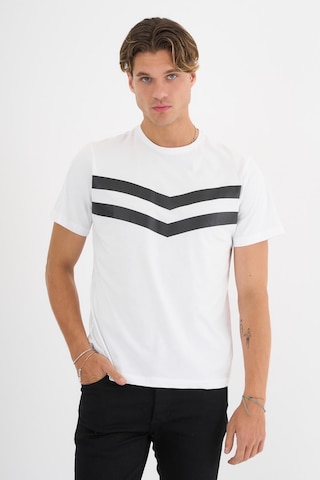 Erkek Beyaz Baskılı %100 Pamuklu Standart Kalıp T-sihrt Beyaz