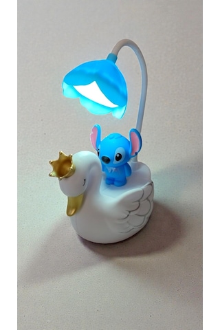 Kuğu Stitch Masa Üzeri Gece Lambası Hediyelik Ürün Boyut:20 10 Cm Çok Renkli