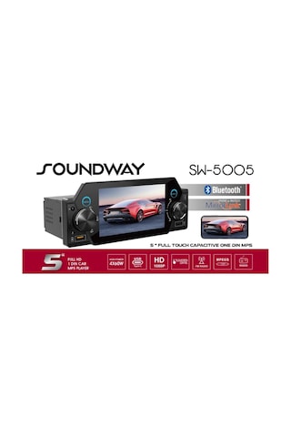 Soundway Sw-5005 Oto Teyp 5 Inch Tek Din Full Hd Dokunmatik Ekran Mp5/bt/mirror Link/usb/4 60w/fm
