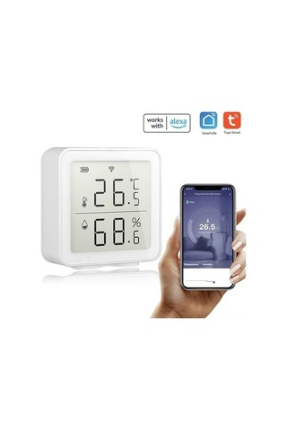 Funtree Wi-fi Sıcaklık Nem Sensörü - Tuya Uyumlu, Mobil Kontrol, Beyaz