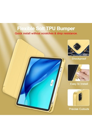 Apple Uyumlu iPad, Pro 12.9 5. Nesil 2021 Kılıf Kalem Bölmeli Smart Case