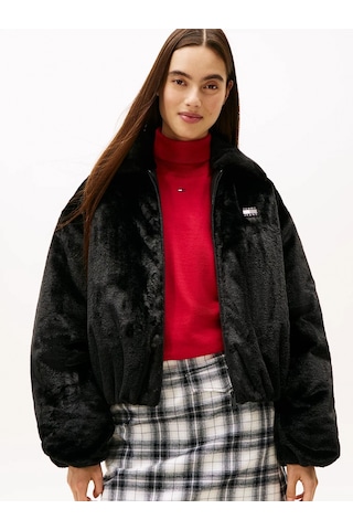 Tommy Hilfiger Tjw Suni Kürk Kadın Siyah Ceket Dw0dw21669bds Siyah