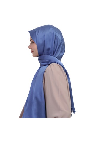 Çift Taraflı Düz Jakar Şal Parlak & Mat Dokulu, Özel Gün Şalı, Düz Renk Açık Kot