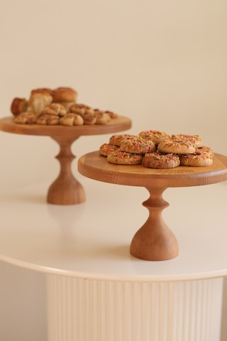 2 Li 25/14 Cm Mummy Ve 29/17 Cm Mummy Ahşap Pasta Sunum Servis T.