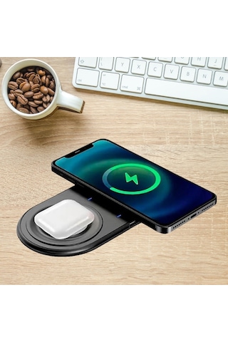 2si 1arada Kablosuz Saat,kulaklık Ve Telefon Hızlı Şarj Etme Aparatı