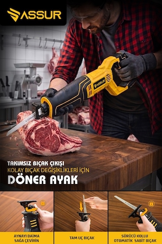 750 WATT BAKIR SARGILI 6 KADEME 3 BIÇAKLI DEVİR AYARLI TİLKİ KUYRUĞU TESTERE KEMİK KESME MAKİNESİ