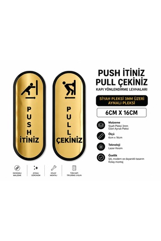Akrilik Kapı Yönlendirmesi Çekiniz İtiniz Seti