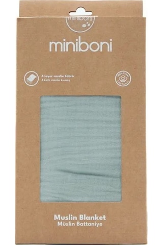 Miniboni Müslin Bebek Battaniyesi 100x120 Cm Yeşil