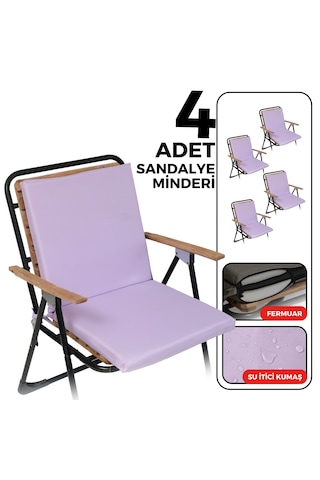 Xpermate 4'lü Arkalıklı Sandalye Minderi Fermuarlı 40x40 Lila