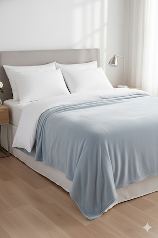 Peluş Tek Kişilik Battaniye Welsoft Battaniye Tv Battaniyesi Polar Battaniye Süper Yumuşak Buz Mavisi