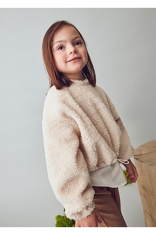 Mayoral Bej Kız Çocuk Peluş Sweatshirt 4431 Bej