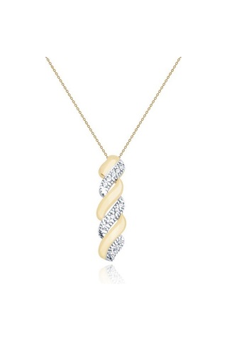 Diamond Line - Gülaylar - Sarı Beyaz Altın 14 Ayar Trend Kolye Standart N11.24576