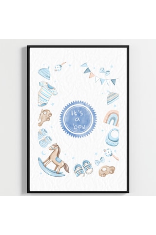 "besay Hoş Geldin Bebek ""ıt's A Boy"" Temalı Çocuk Odası Dekorasyonu Yeni Doğan Hediyesi Sulu Boya Poster 3'lü Set A4 Çe