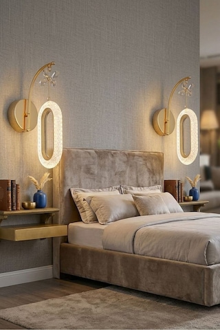 Ciela Model Gold Kaplama Oturma Yatak Mutfak Çocuk Odası Duvar Led Pilli Aplik Altın