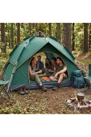 6 Kişilik Otomatik Kamp Çadırı Çift Katmanlı, Suya Dayanıklı, Hızlı Kurulum Outdoor Aile Ve Doğa Çad