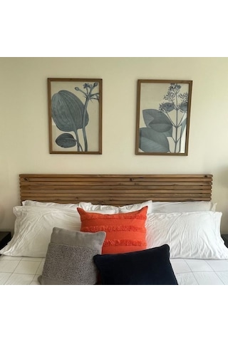 Masif Ahşap Yatak Başlığı 125 Cmx60 Cm + 2 Adet Raf Ceviz