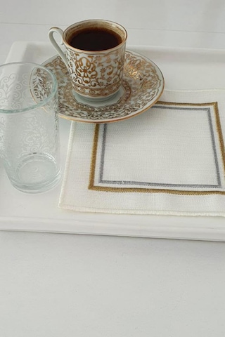 Çerçeve Nakışlı Keten Kare Bardak Altlığı Seti 6 Lı Çok Renkli