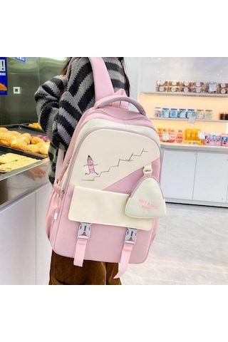 Dört Parçalı Sırt Çantası Seti Hafif Renk Kontrastlı Sırt Çantası Ortaokul Öğrencisi Okul Çantası Büyük Kapasiteli Sırt Çantası Yeşil