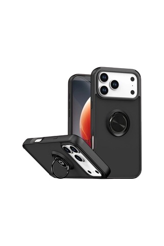 Apple Apple Uyumlu iPhone 17 Pro Montreal Yüzüklü Silikon Kapak - Siyah