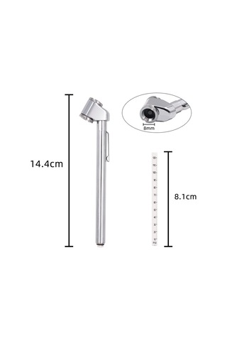 Mufunye Araba Lastik Basıncı Ölçer, 10-120psi Aralığında Hassas Okuma, Dayanıklı Metal Uçlu Kalem Tipi Tester Gl-1302, Gümüş, 45g