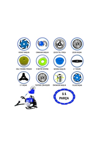 Cros Lombard Italy Cl-11-xl Sırt Tipi Benzinli Tırpan Ve Halı Yıkama 11 Parça Full Set