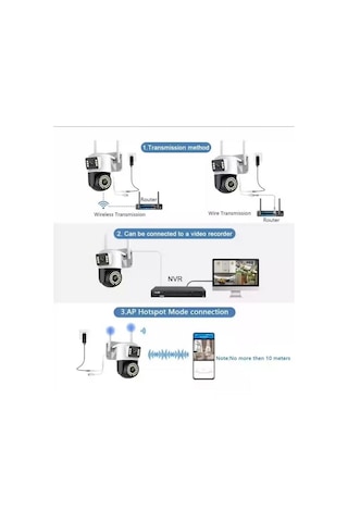 Zhltools 4mp Çift Lens Ip Kamera - Wıfı Açık Otomatik İzleme, Su Geçirmez Kablosuz Güvenlik Ev Kamerası, Renkli Gece Görüş