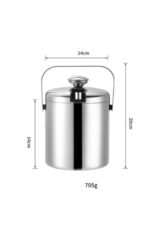 Cbtx 304 Paslanmaz Çelik Buz Kovası Çift Katmanlı İçi Boş Bar Bira Şarap Fıçısı, Buz Klipsi, Kapasite: 1.3l