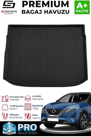 S-dizayn Nissan Qashqai 1.3 Benzinli 3d Pro Bagaj Havuzu Üst Bagaj 2021 Üzeri A+ Kalite