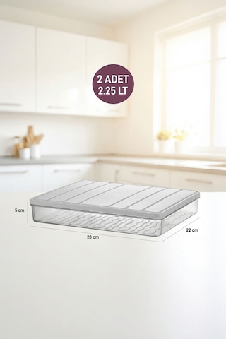 Selka Home 2 Adet 2,25 Lt. Nora Organizer Buzdolabı Buzluk Düzenleyici Saklama Kabı