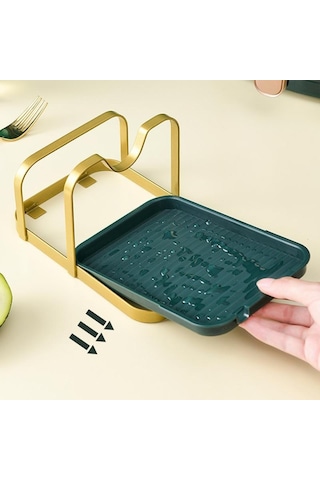 Pembe Ve Altın Paslanmaz Çelik Tencere Kapağı Tutucu Raf Standı Çok Fonksiyonlu T Depolama Damlama Tepsisi Bulaşık Sepeti 56640196 Pembe - Altın