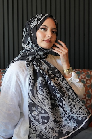 Afvente Damla Motif Desen Siyah Soft Pamuk Şal Çok Renkli