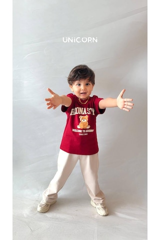 Baby Lory Kids Store Kız Çocuk Ayıcık Detaylı Takım Bordo - Krem