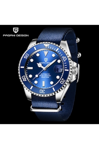 Pagani Design Pd-1639 Submariner Lüks Paslanmaz Çelik 100m Su Geçirmez Safir Cam İş Spor Otomatik Erkek Saati Mavi Diğer