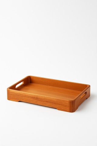 Akasya Ahşap Servis Tepsisi Küçük Boy 33x22x4,7 Cm Doğal Ahşap Sunum Tepsisi Kahverengi