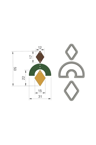 Polimer Kil Küpe Kalıbı Model 0005