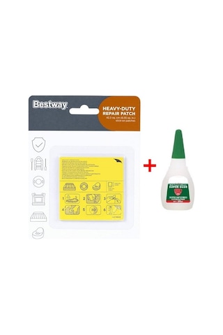 Bestway Şişme Yatak Yastık Havuz Oyuncak Onarım Yaması 62068 + Japon Yapıştırıcı Çok Renkli