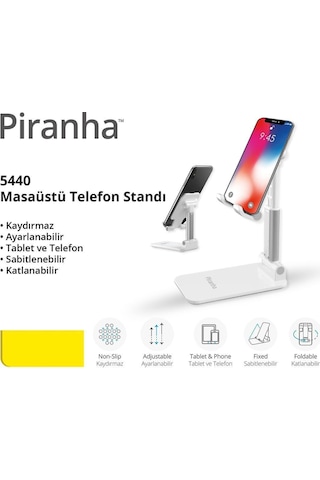 5440 Masaüstü Telefon - Tablet Standı / Katlanabilir / Sabitlenebilir / Kaydırmaz / Ayarlanabilir Beyaz