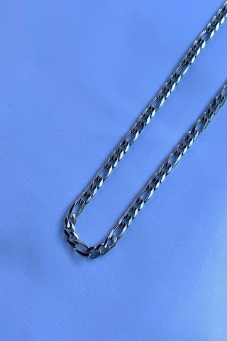 El İşçiliği Paslanmaz Çelik Zincir Erkek Kolye Gümüş - Beyaz