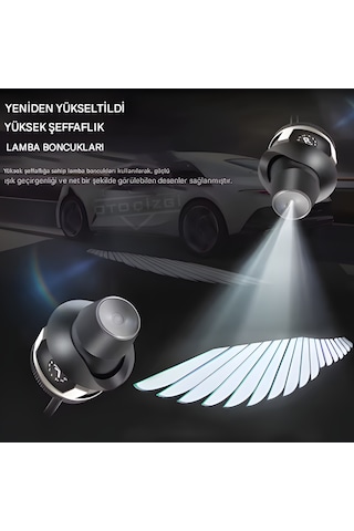 Premium Melek Kanadı Kapı Altı Led Oto Kapı Altı Logo Ve Zemin Aydınlatma 2 Li Set