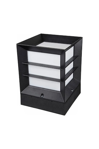 Şanled Kare Küp Izgaralı Dekoratif Siyah Kasa Set Üstü Bahçe Aydınlatma Armatürü-1 Adet Şeffaf