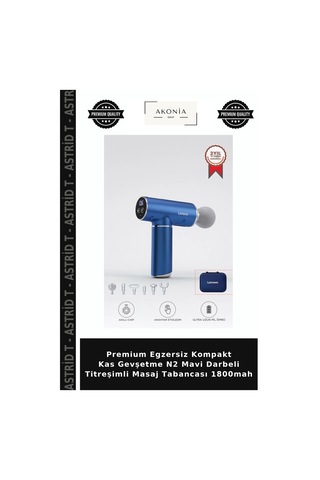 Premium Egzersiz Kompakt Kas Gevşetme N2 Mavi Darbeli Titreşimli Masaj Tabancası 1800mah