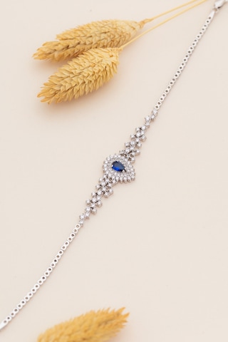 925 Ayar Gümüş Zirkon Ve Safir Taşlı Çise Model Kadın Bileklik