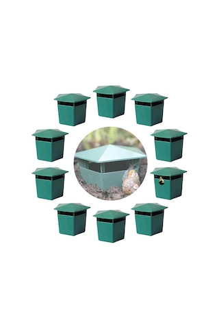 Neevoyu 10'lu Yeşil Plastik Bahçe Çarkırtı Ve Salyangoz Tuzağı - Çevre Dostu Bitki Koruyucu 10x6x7cm