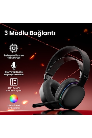 Aula G7 Tri Mode Bluetooth 5.4 Gaming Mikrofonlu Kulak Üstü Oyuncu Kulaklığı